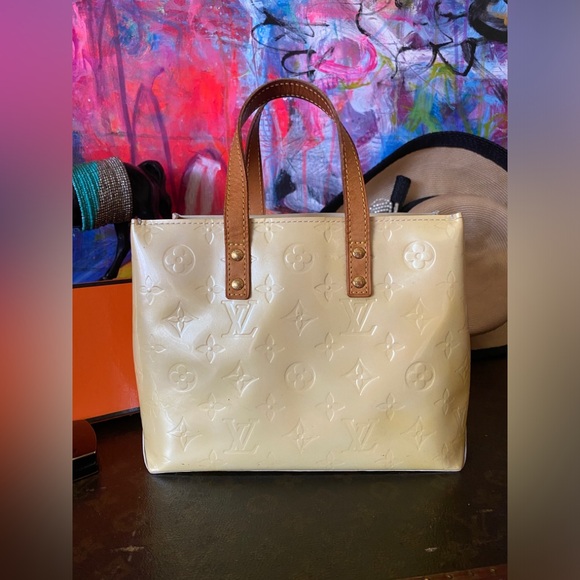 Rare Vintage LOUIS VUITTON Yellow Vernis patent Leather Reade Handbag Purse Bag - Picture 8 of 11